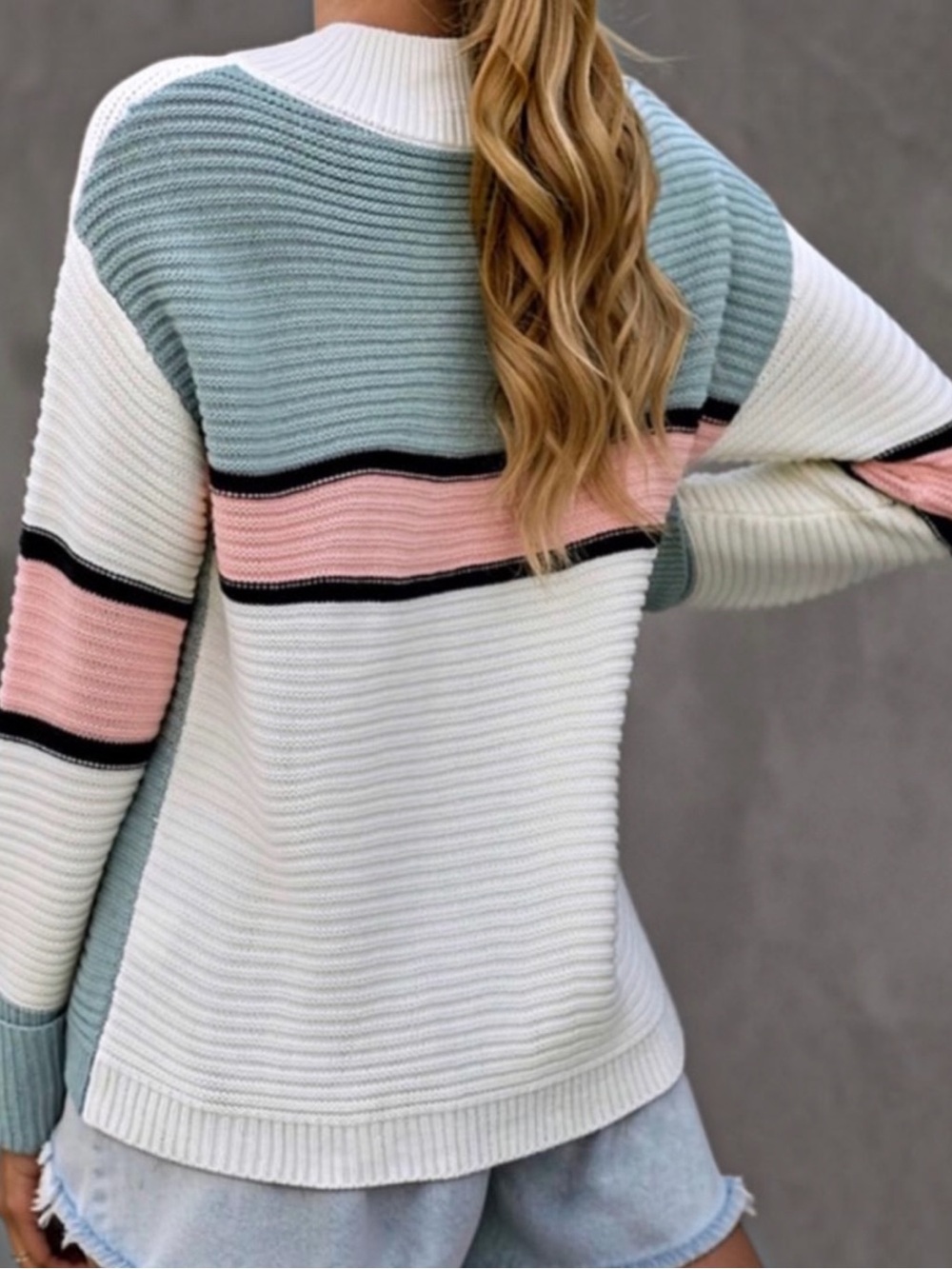 NEW Varsity Stripe Knit Crewneck Pullover Sweater Women’s Sizes Multi Pink White - Picture 10 of 12